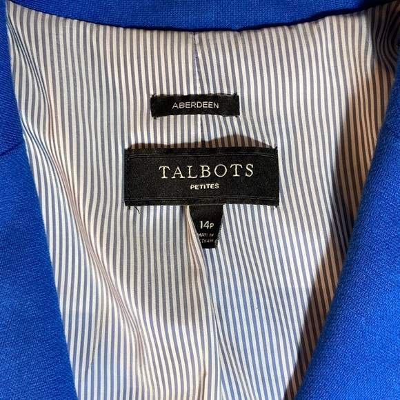 Talbots Aberdeen Pique Blue Blazer Size 14 Petite - Picture 6 of 13